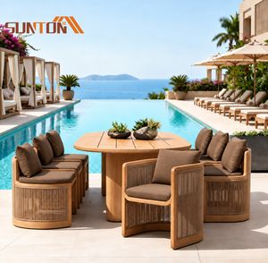 6 Seats Garden Furniture Wicker Dining Table Sets Outdoor Rattan Set