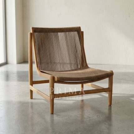Matthew Minimal Wooden Lounge Chair Natural Finish