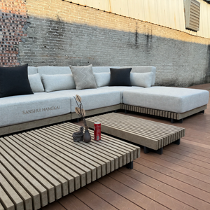 Hangkai Modern Durable High Quality Waterproof Dining Outdoor Teak Wood Sofa Set