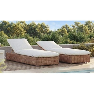 ARL Villa Beach Poolside Adjustable Back Rattan Sun Lounger Bed Portable Outdoor Furniture Aluminum Frame Leisure Sun Recliner