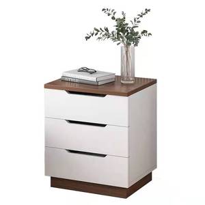 Dark Brown Antique Walnut Contemporary Vintage 50 S Decor Wooden Bedside Nightstand Cabinet for Bedroom