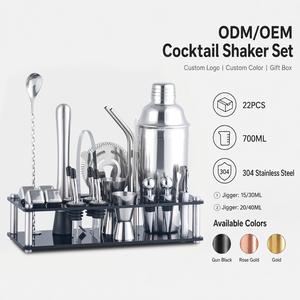 22 Piece Bartender Kit Cocktail Shaker Set Stainless Steel Barware Tools