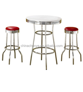 3 Piece Pub Dining Set Modern Round Bar Table and Stools