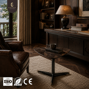 Custom Old Money Style Luxury Walnut Side Table Stainless Steel End Table for High End Villa Penthouse Living Room Furniture