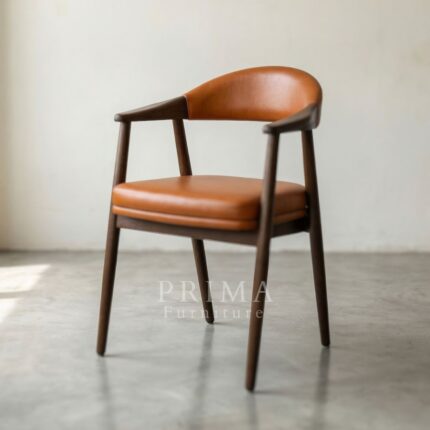 Samuel Leather Dining Armchair classic solid wooden frame