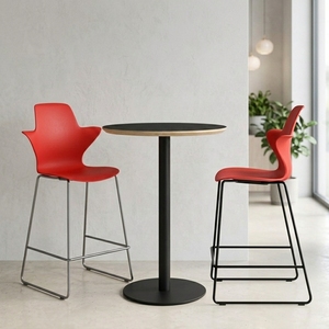 Scandinavian Modern High Steel Cocktail Bar Table and Chair Set