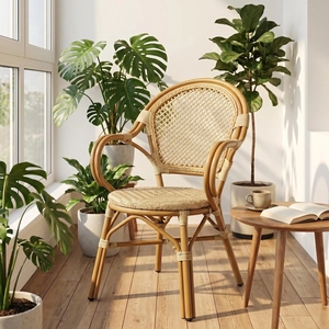 Hand-Woven Wicker Dining Chairs