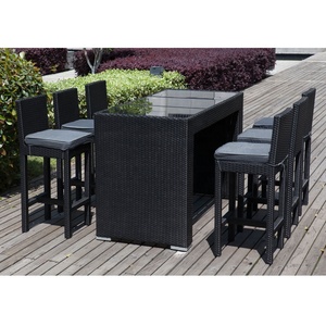 7PCS Aluminium Rattan Bar Set Beer Table Set Outdoor Club Set