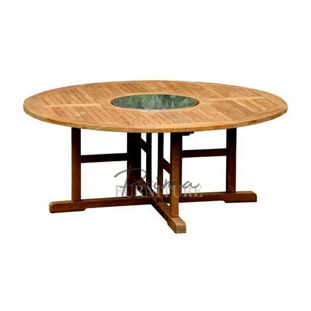 Bodhi Heavy-Duty Round Teak Outdoor Dining Table 180cm