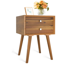 Custom Night Stand with Storage Drawer and Shelf Luxury Wood Nightstand with 2-Drawer,Wood Bedside Table Small Night Stands