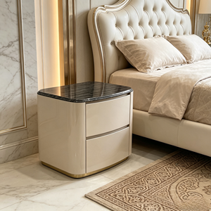Modern High-end Solid Wood Frame Nightstand with Eco-Friendly Storage for Apartment Bedrooms or Hotels Customizable
