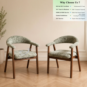 Mid Century Modern Accent Chair Solid Wood Textured Fabric Tub Dining Chair