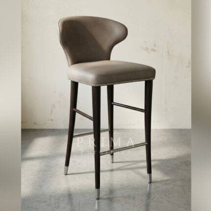 Henry Taupe Modern Bar Chair with Metal Legs