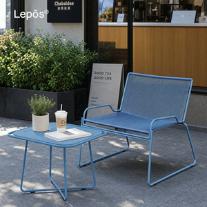 Modern Commercial Outdoor Rope Chair Side Table Set Stainless Steel Frame Hand Woven Rope Leisure Chair For Cafe Bistro Terrace