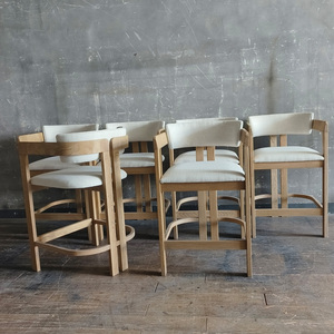American Country Solid Wood Leather Bar Armchair